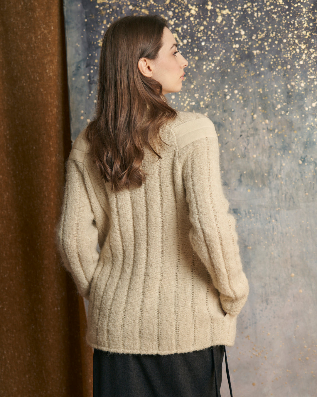 Cardigan doppiato in lana sartoriale