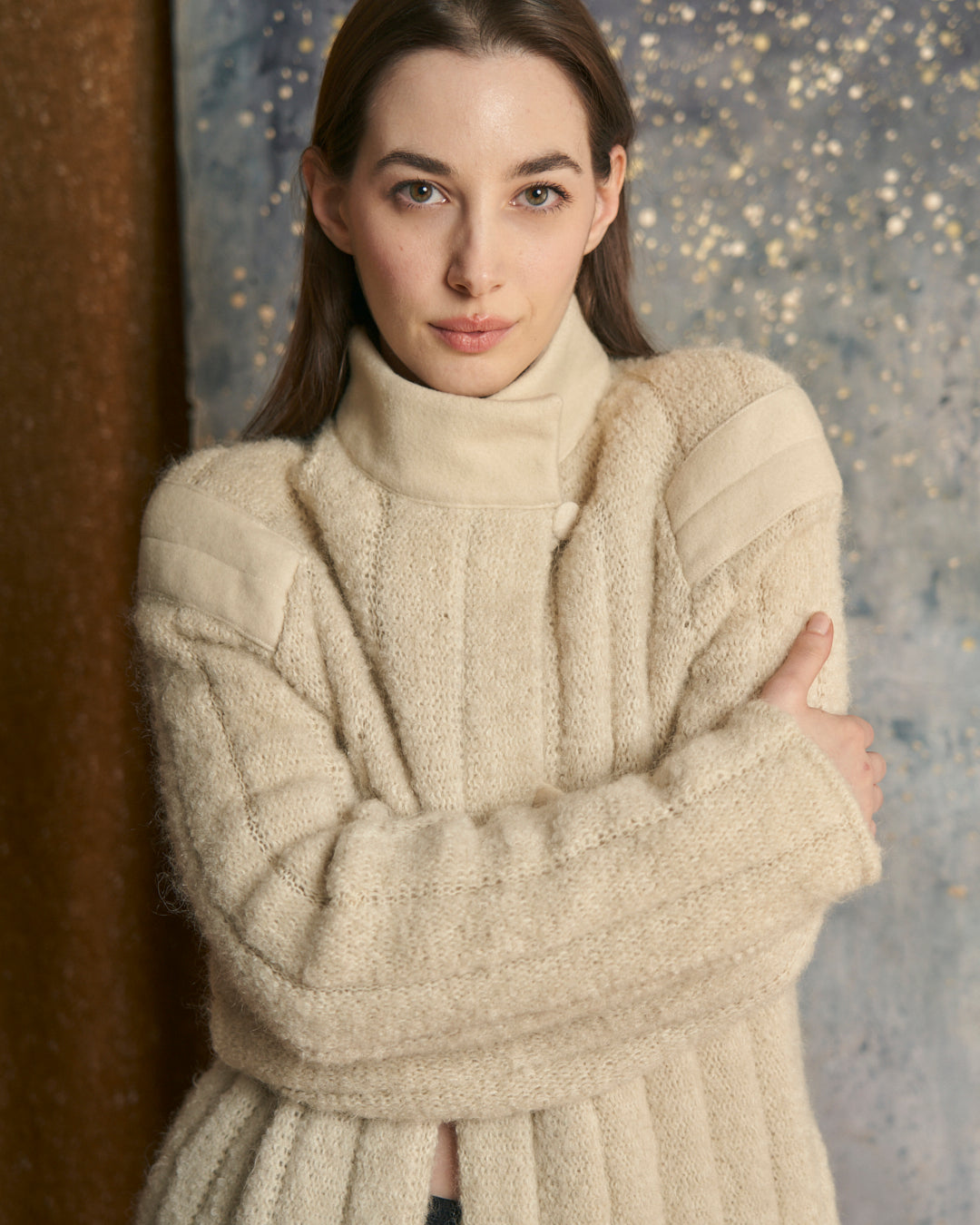 Cardigan doppiato in lana sartoriale