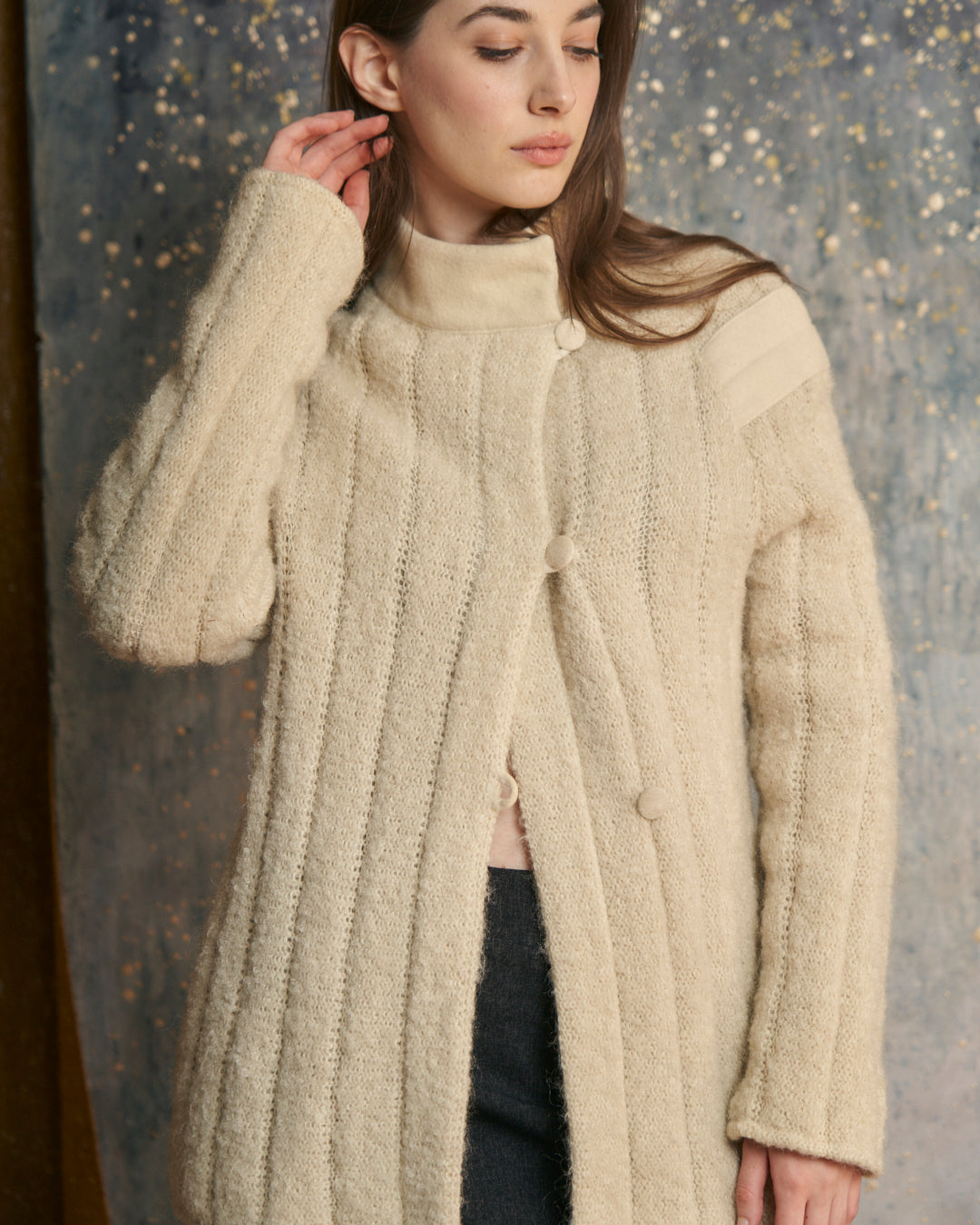 Cardigan doppiato in lana sartoriale