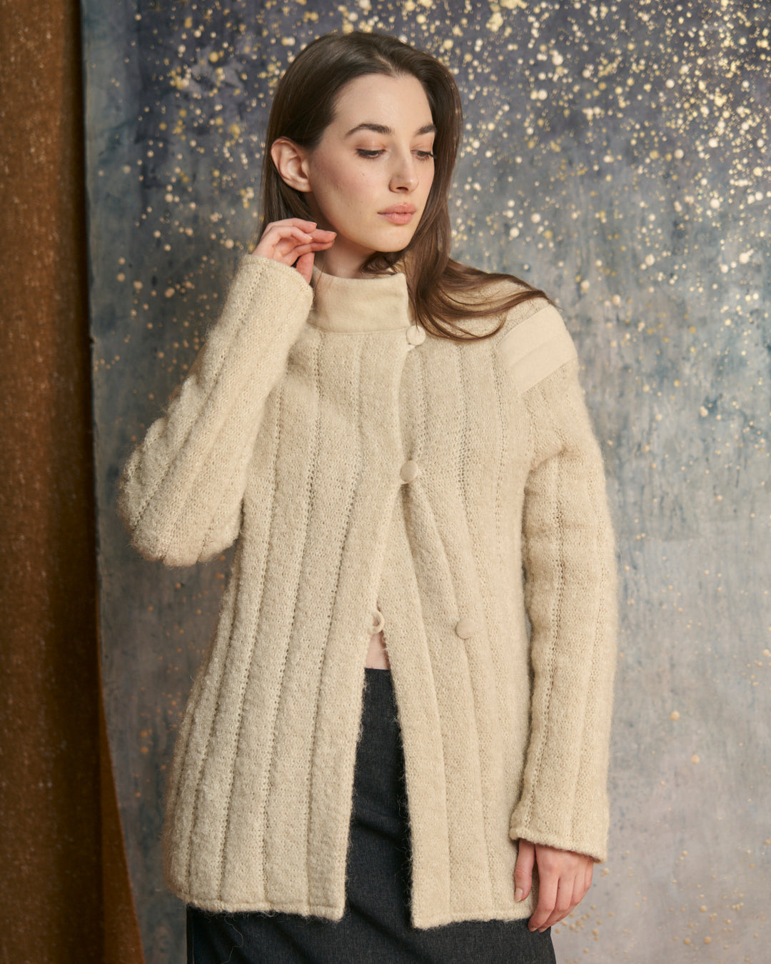 Cardigan doppiato in lana sartoriale