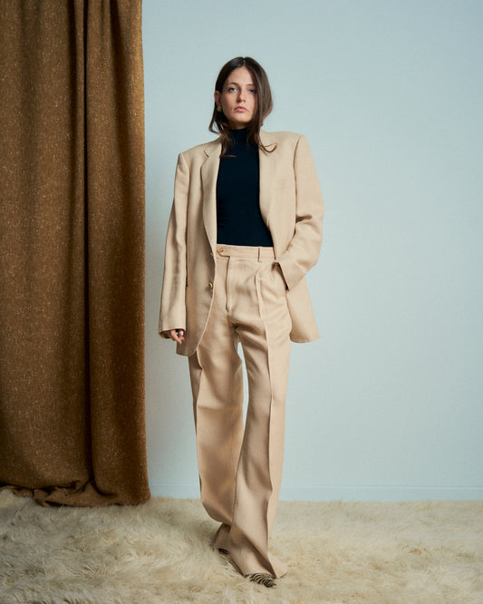 Completo maschile anni 70 in misto lino viscosa.