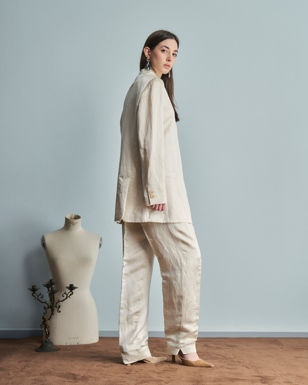 Completo anni 90 in lino e seta firmato trend Les Copains