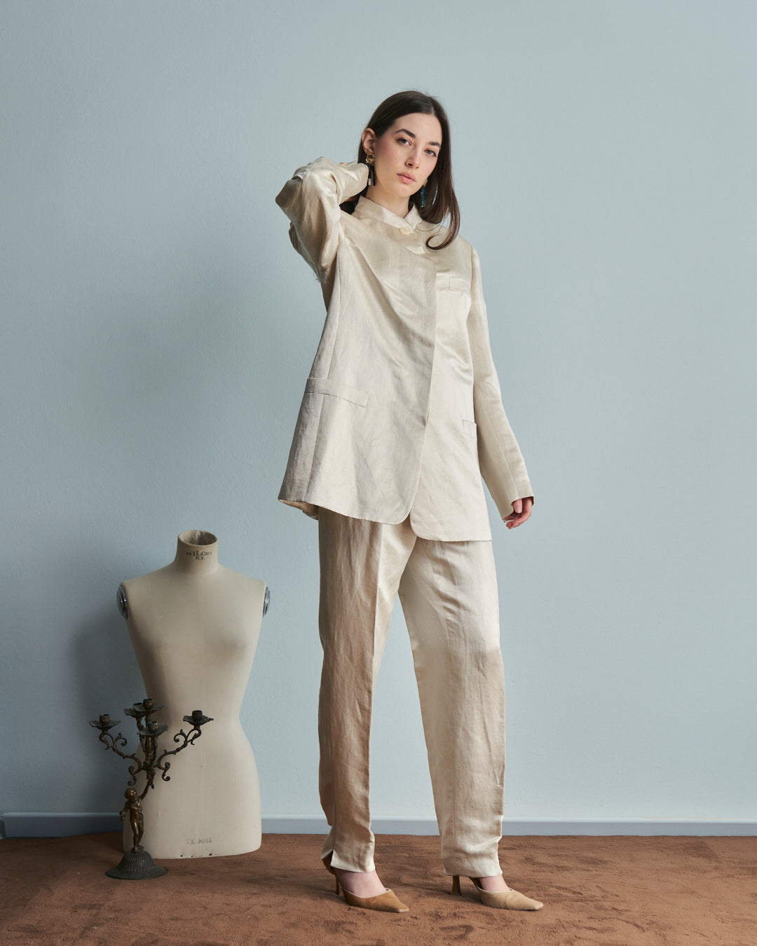 Completo anni 90 in lino e seta firmato trend Les Copains
