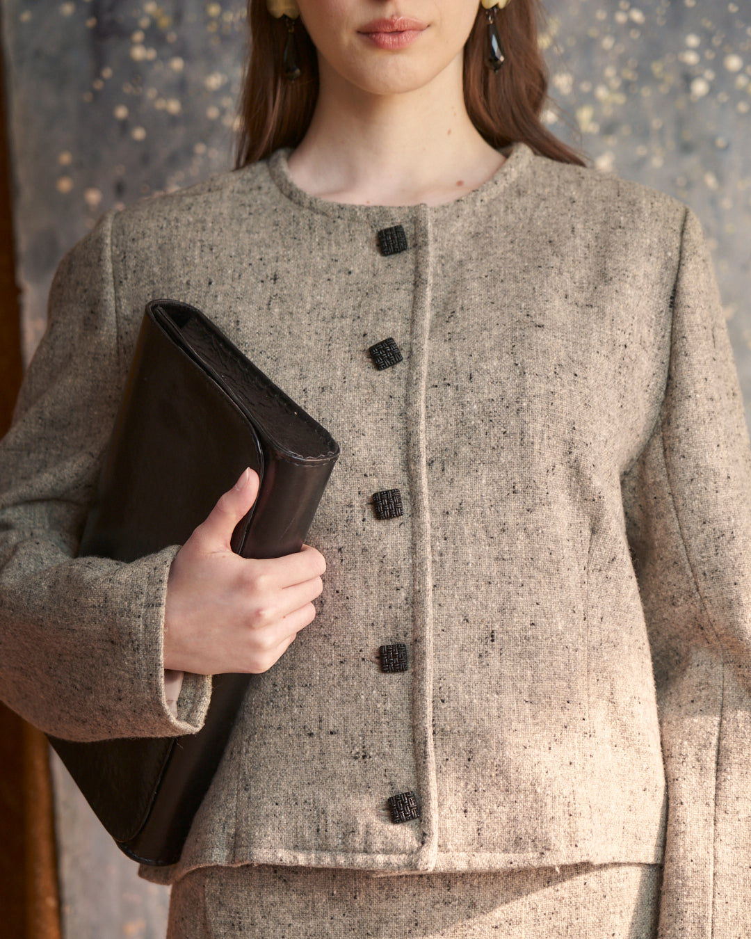 Completo in lana con gonna a portafogli