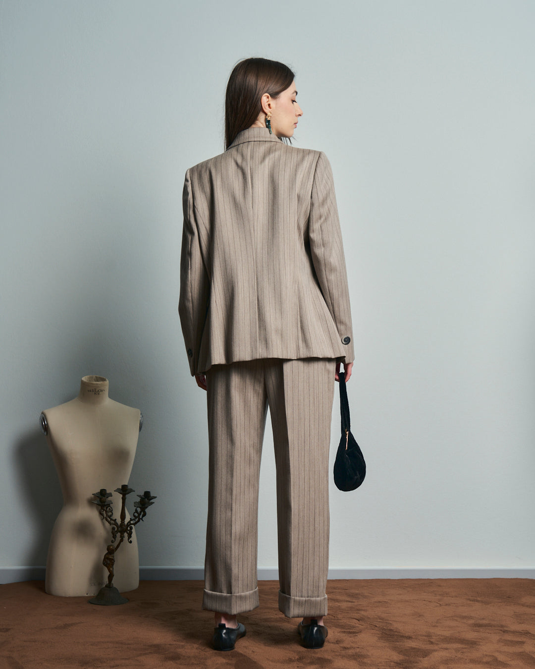 Completo In lana Tessuto Valentino sartoriale gessato anni 80