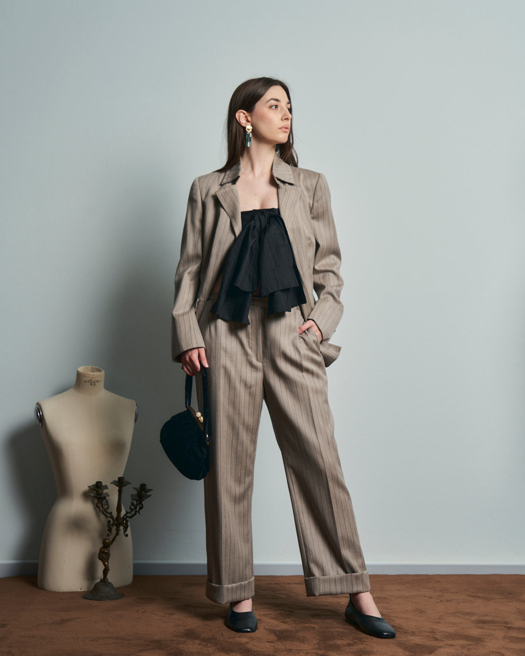 Completo In lana Tessuto Valentino sartoriale gessato anni 80