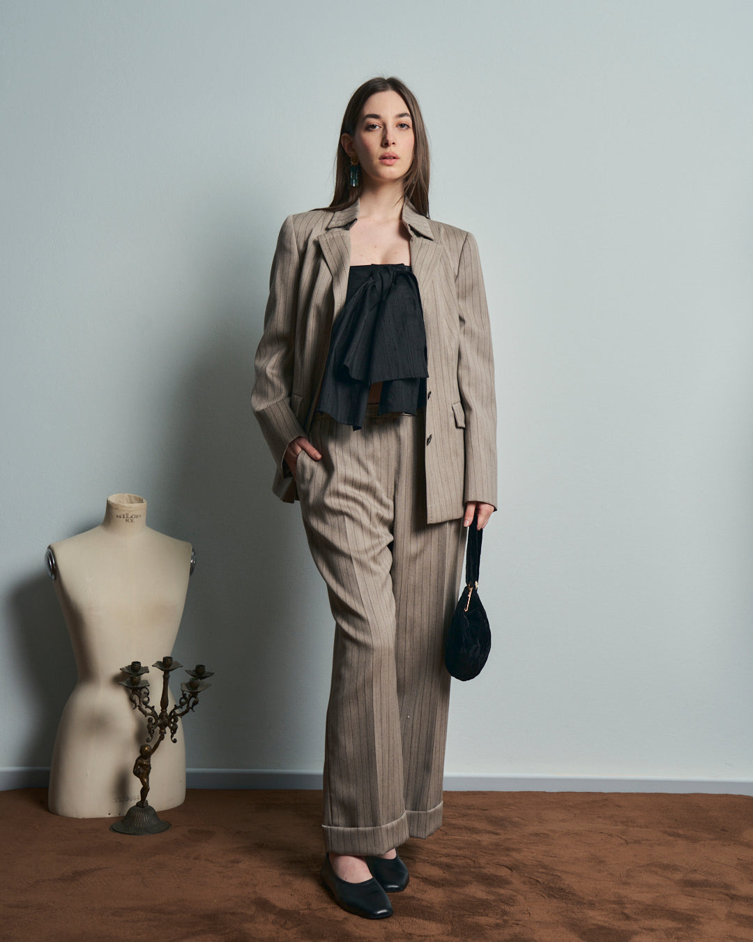 Completo In lana Tessuto Valentino sartoriale gessato anni 80