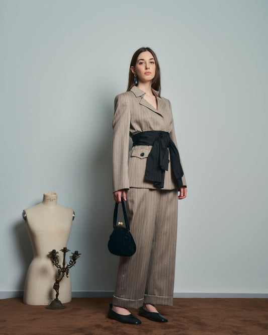 Completo In lana Tessuto Valentino sartoriale gessato anni 80