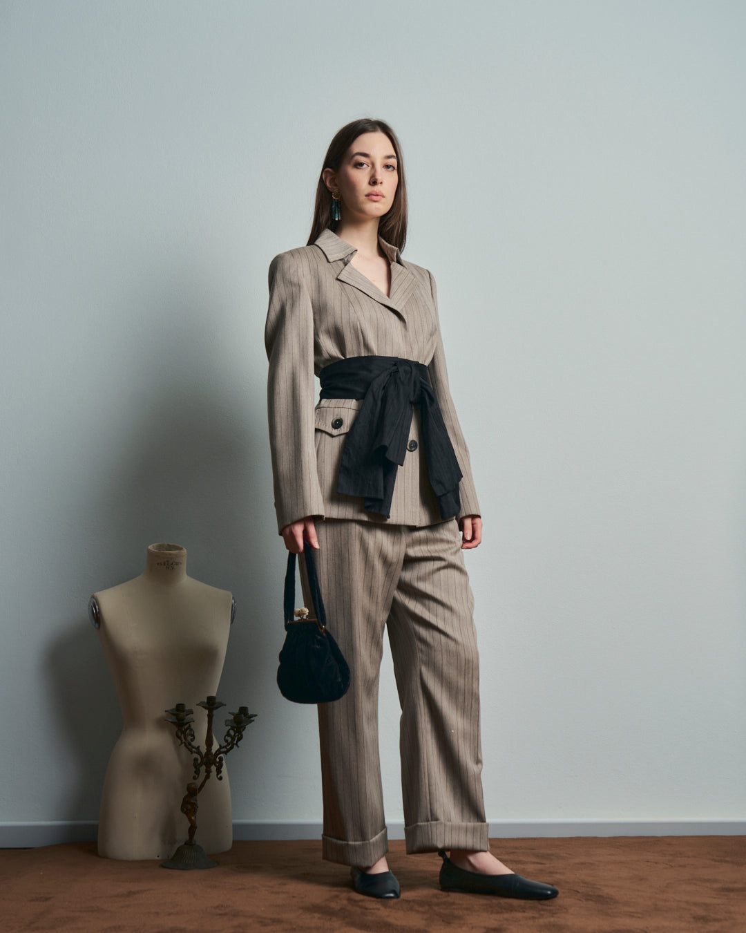 Completo In lana Tessuto Valentino sartoriale gessato anni 80