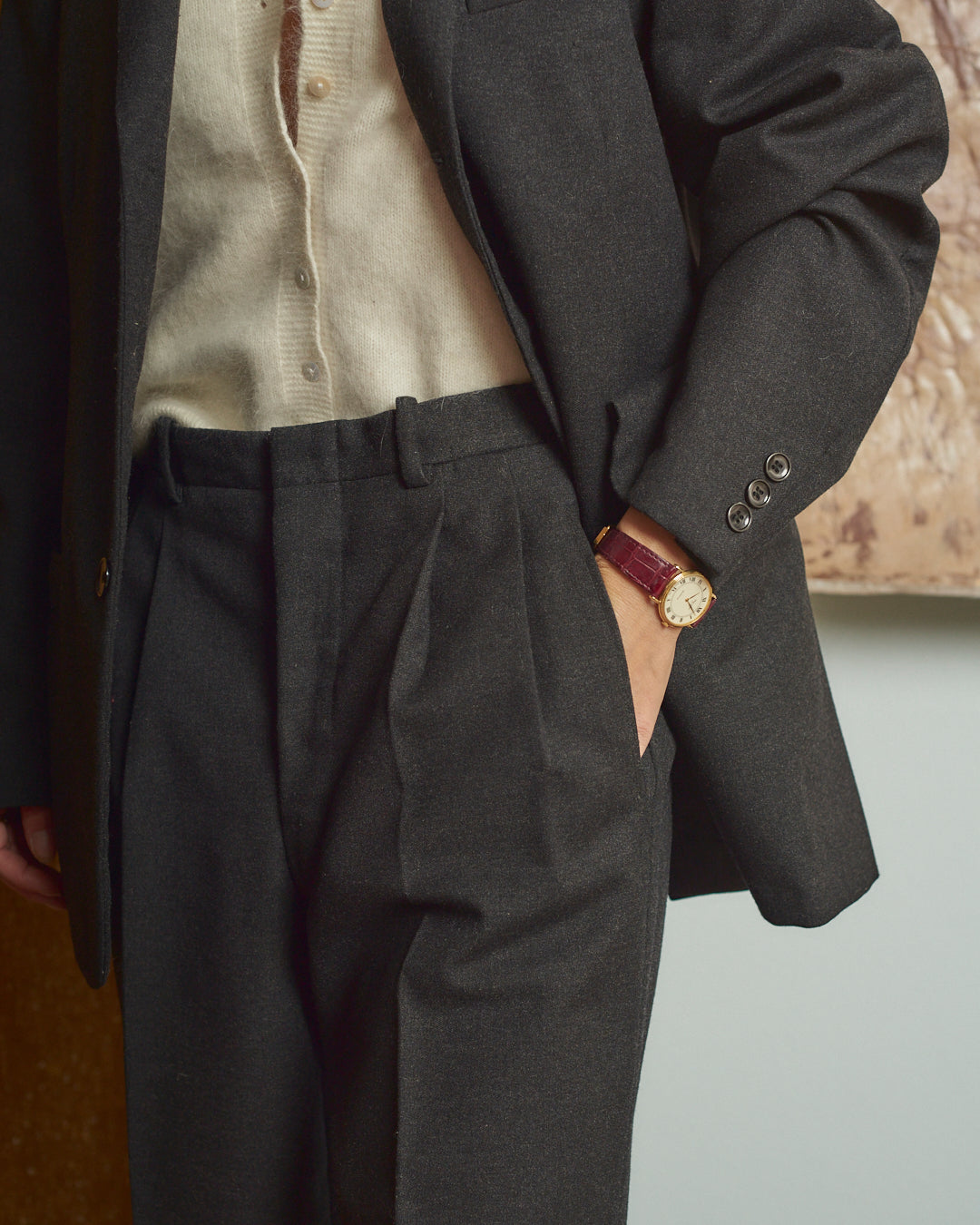 Completo maschile grigio in lana vintage