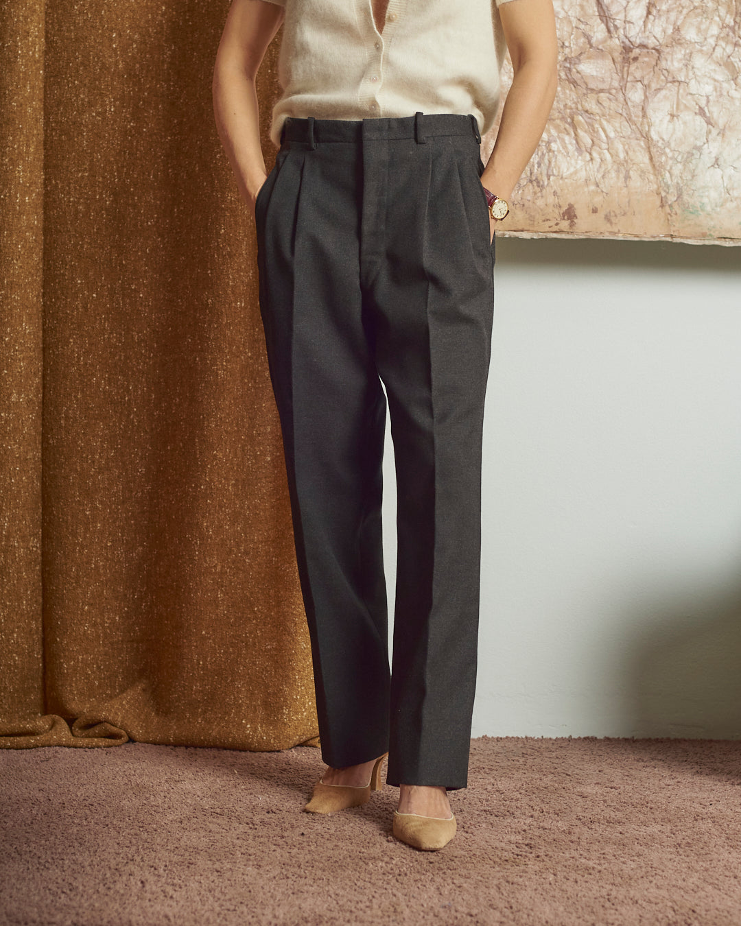 Completo maschile grigio in lana vintage