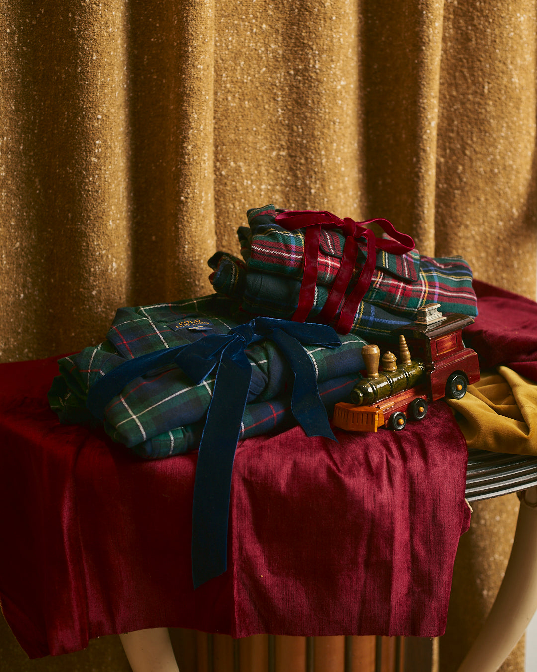 Pigiama Ralph Lauren scozzese blu navy e verde