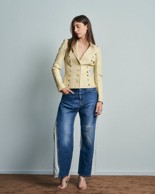 Giacca Antonio Berardi in pelle traforata fw98\99