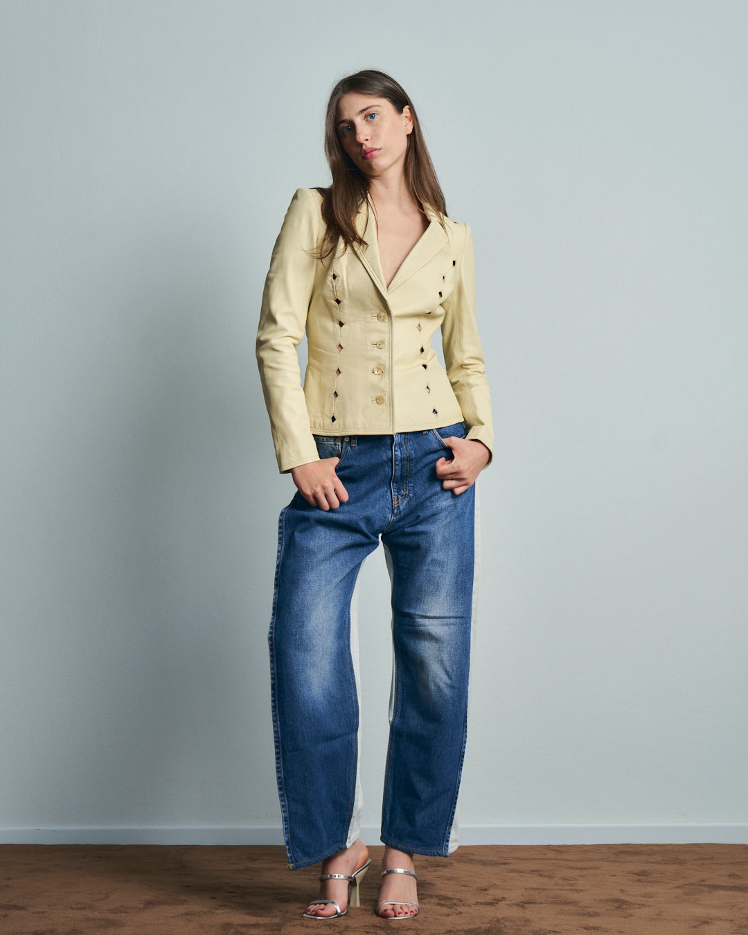 Giacca Antonio Berardi in pelle traforata fw98\99