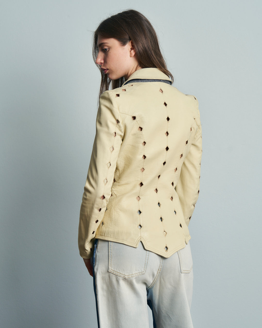 Giacca Antonio Berardi in pelle traforata fw98\99