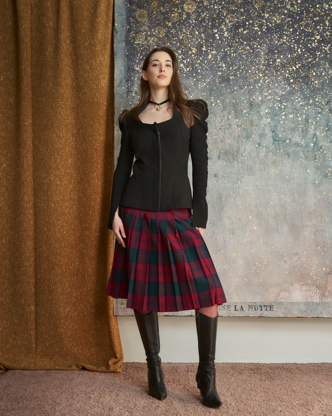 Giacca Antonio Berardi nera in lana con maniche guaina arricciate e goffrate