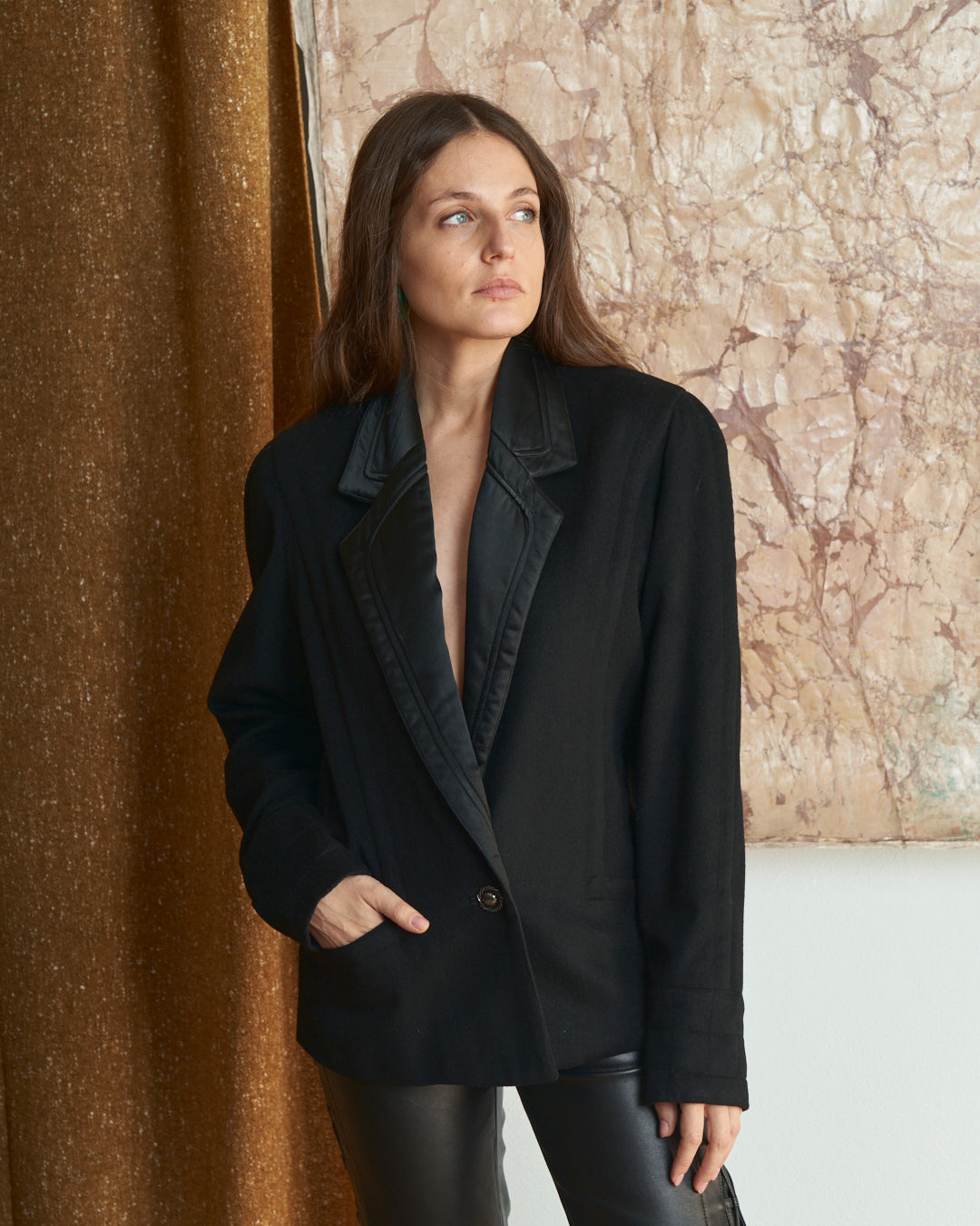 Giacca Gianni Versace anni 80 in lana cachemere e rever in seta