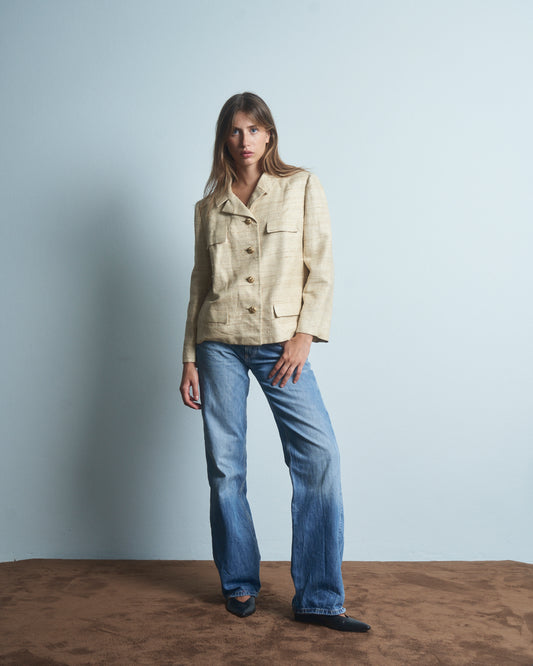 Giacca made in USA in seta grezza con bottoni in metallo