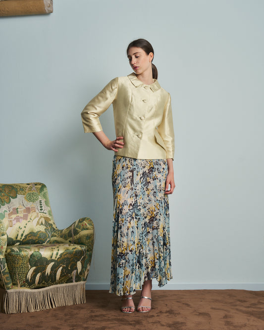 Giacca anni 60 in lana e seta giallina made in USA