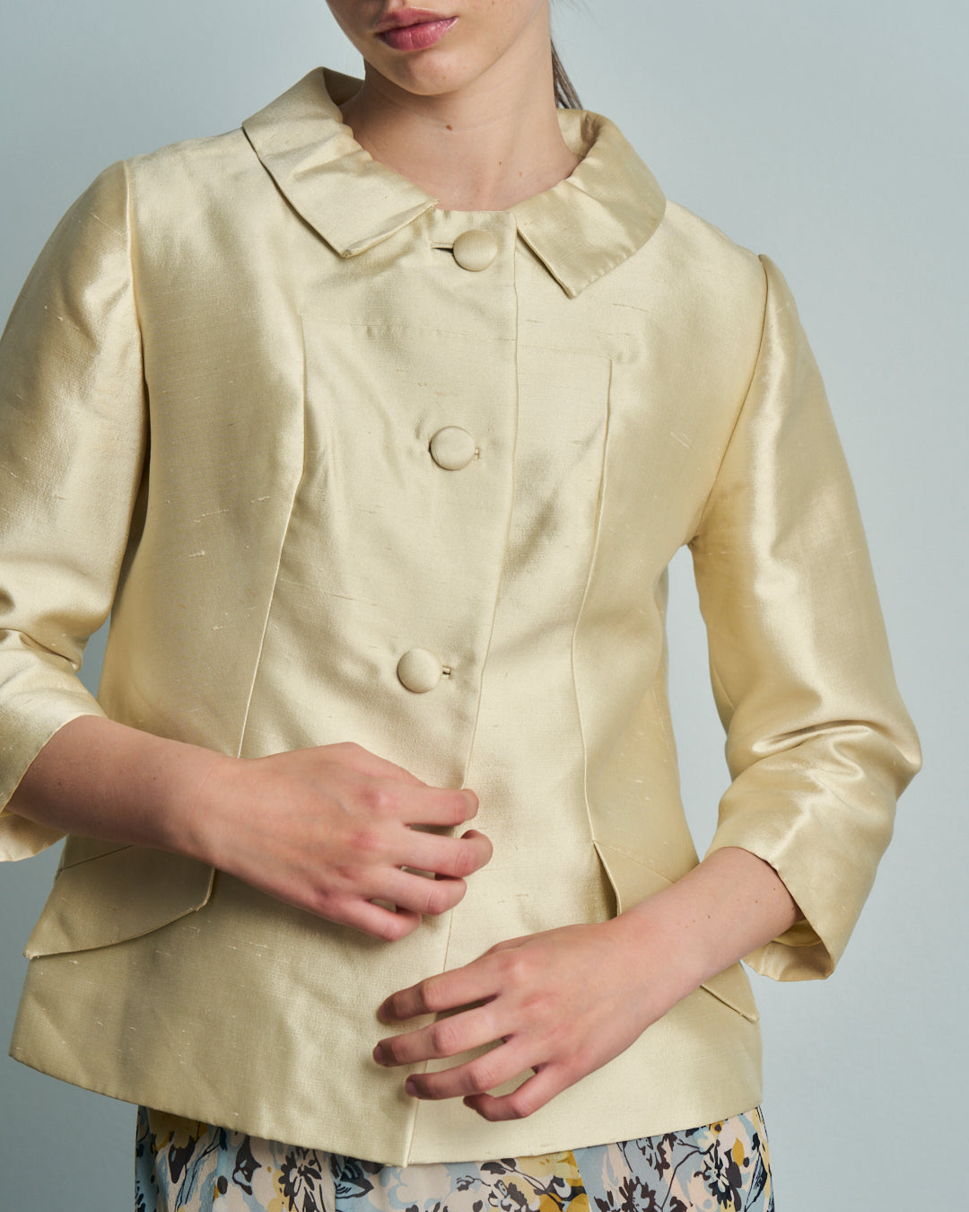 Giacca anni 60 in lana e seta giallina made in USA
