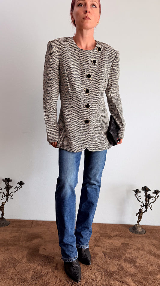 Giacca in crepe anni 90 girocollo