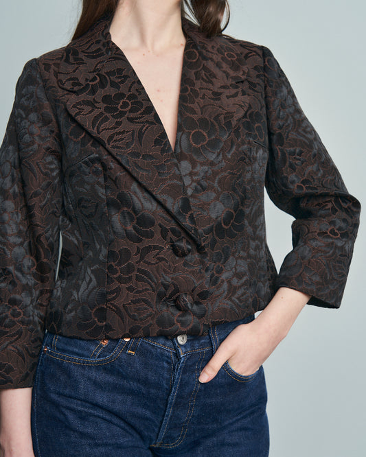 Giacca anni 60 in tessuto imbottito effetto broccato Jacquard