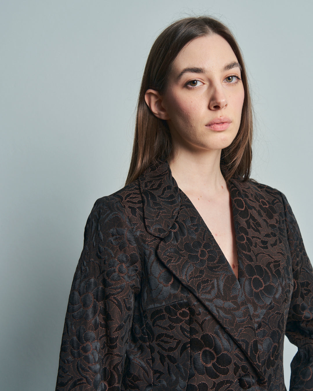 Giacca anni 60 in tessuto imbottito effetto broccato Jacquard