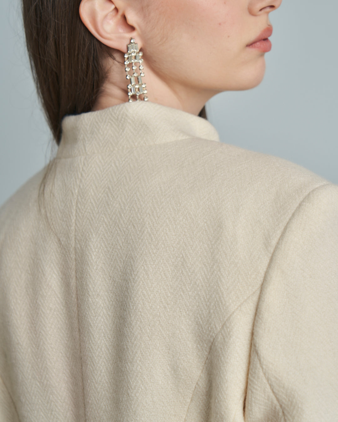 Giacca Lauren,Ralph Lauren in lana bianca collo coreano