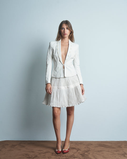 Giacca in pelle bianca Antonio Berardi sample fine anni 90