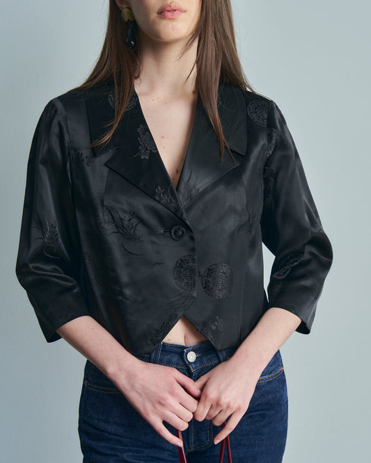 Giacca fine anni 50 in stile orientale in tessuto Jacquard