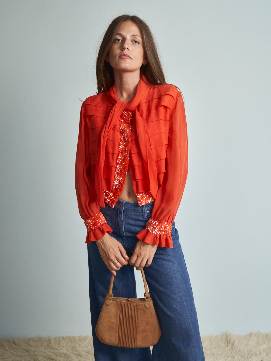 Giacca  o blusa anni 70 sartoriale realizzata a mano e macchina.