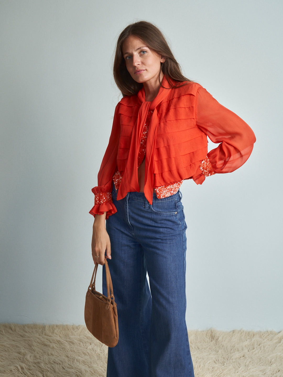 Giacca  o blusa anni 70 sartoriale realizzata a mano e macchina.