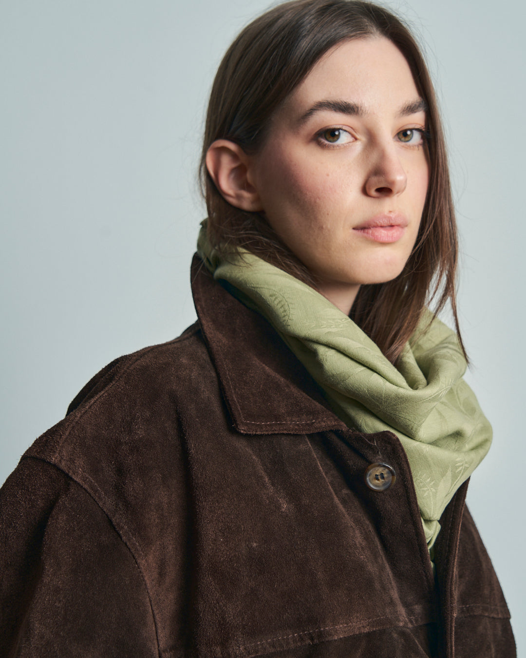 Giubbotto in pelle scamosciata marrone con tasche