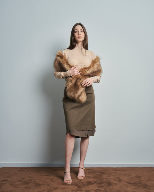 Gonna Prada in cotone tela e popeline effetto fondo camicia