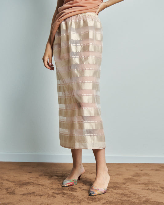 Gonna In seta a righe effetto sheer by Montanaro Vintage