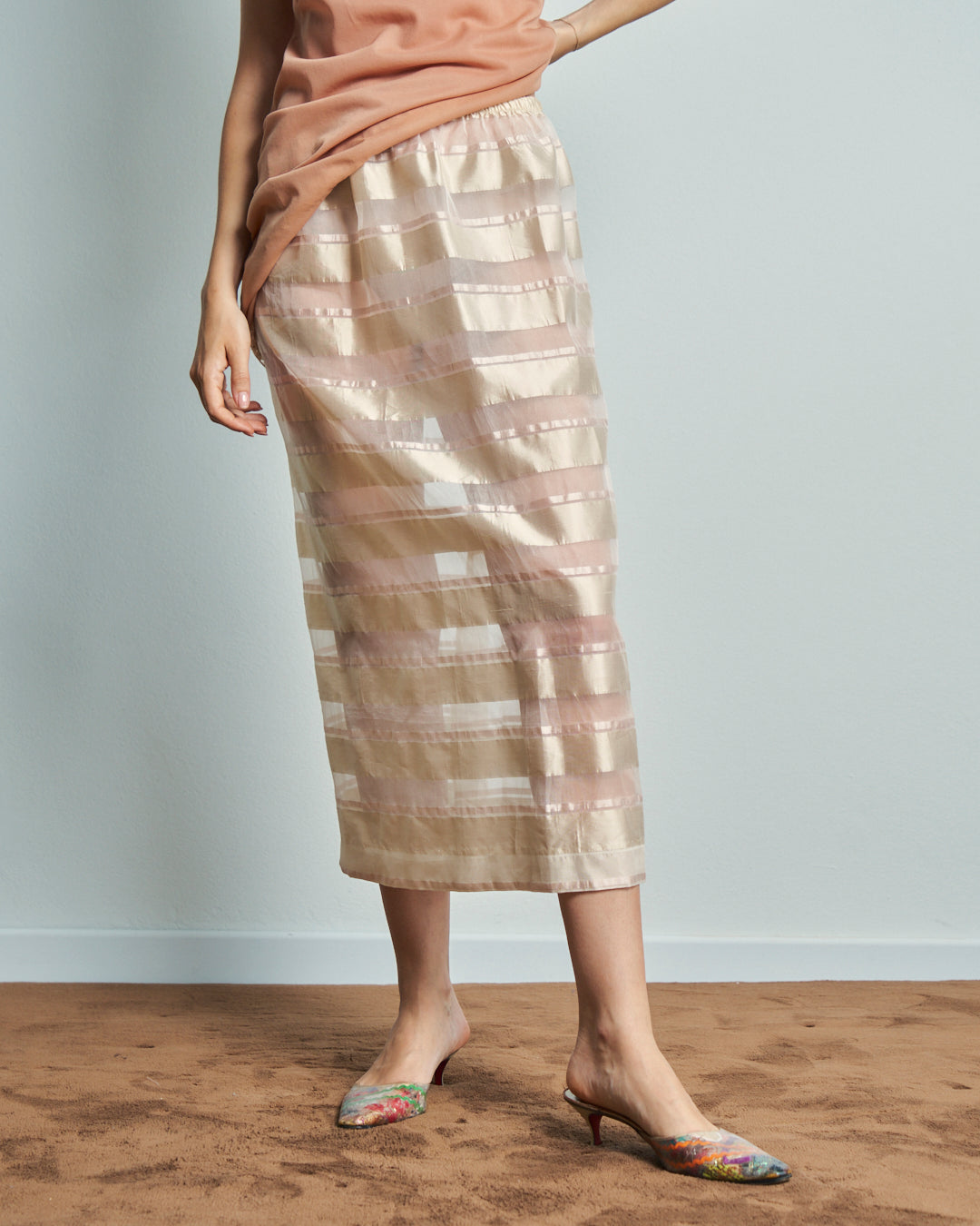 Gonna In seta a righe effetto sheer by Montanaro Vintage