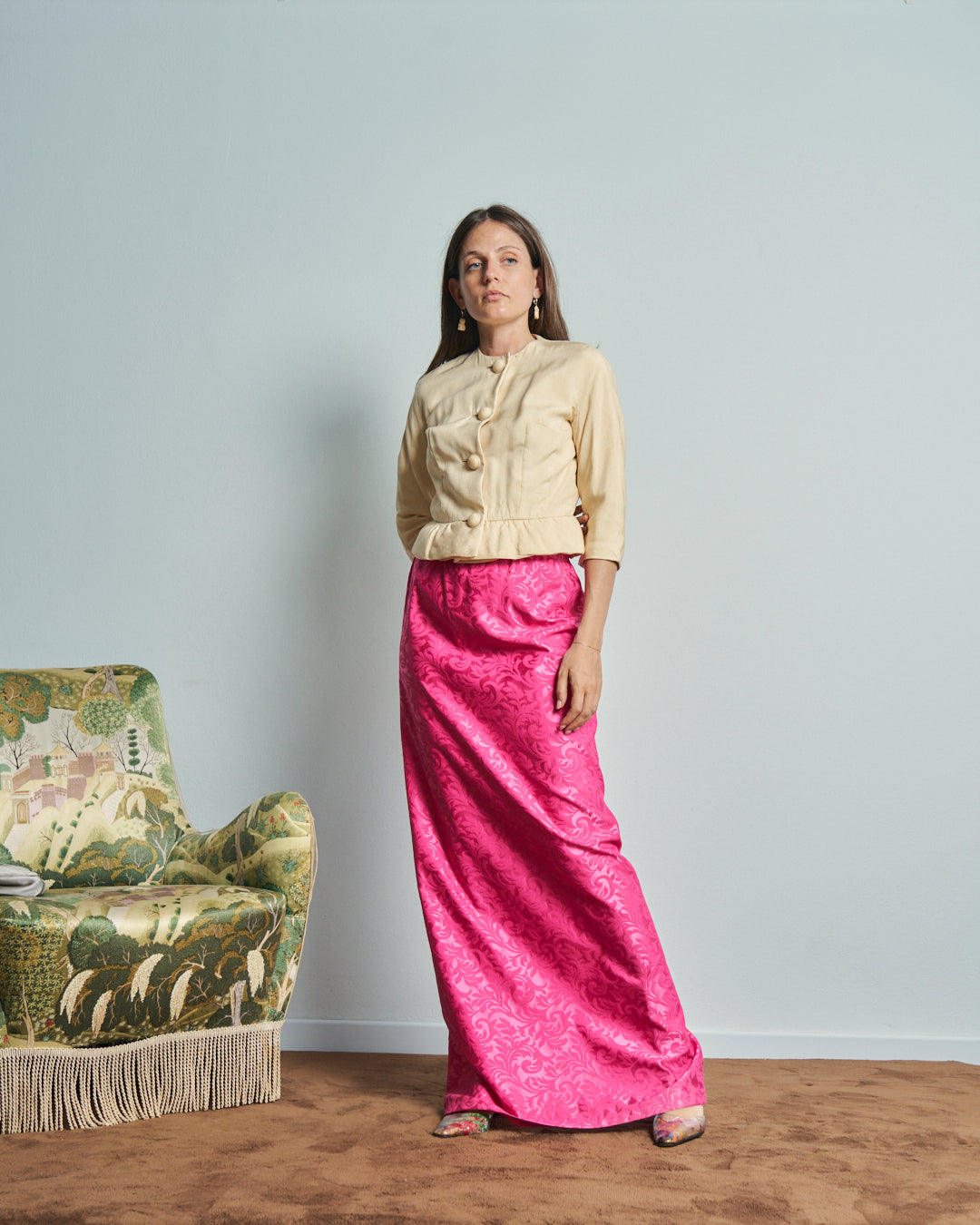Gonna Gonna lunga anni 70 con elastico in vita e lungo spacco