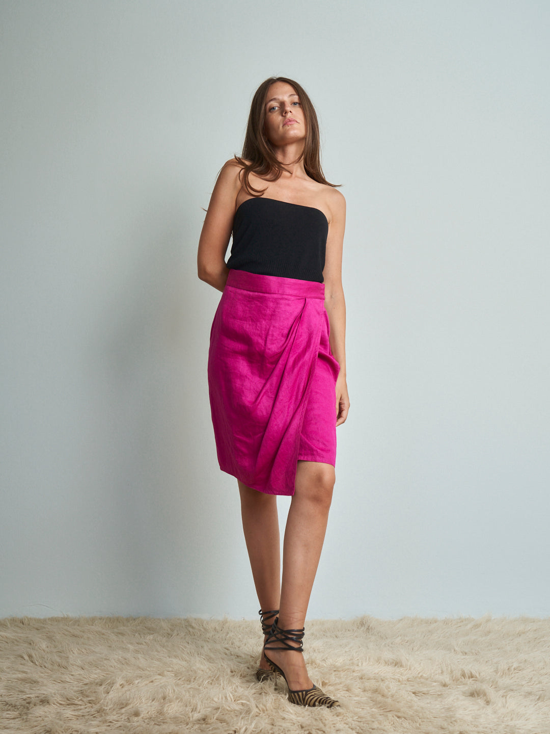 Gonna in lino Gianni Versace prugna anni 80