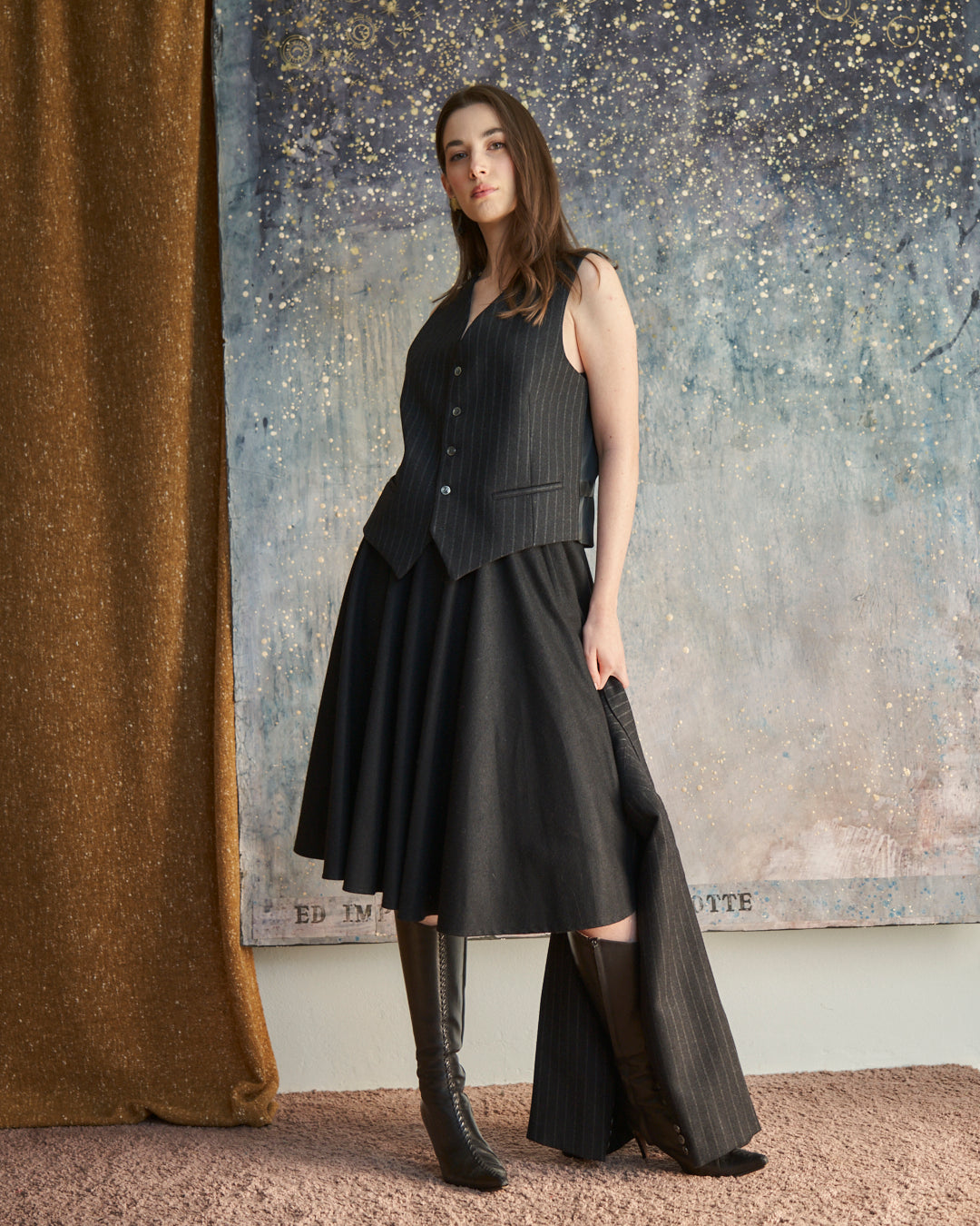 Gonna a Ruota in lana nera