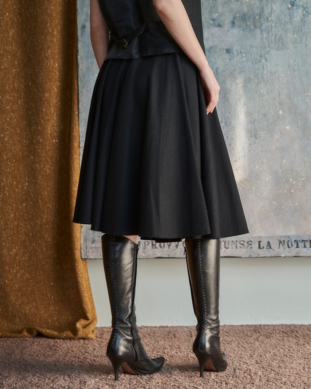 Gonna a Ruota in lana nera