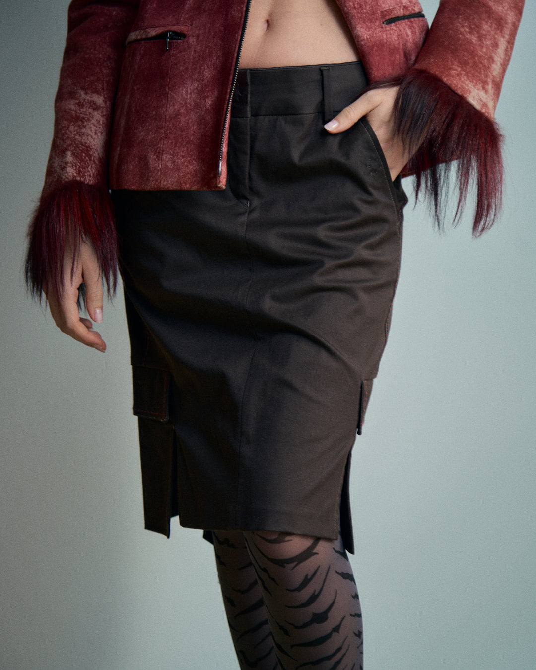 Gonna Marithé + Francois Girbaud in cotone stretch con fiocchi e tasche