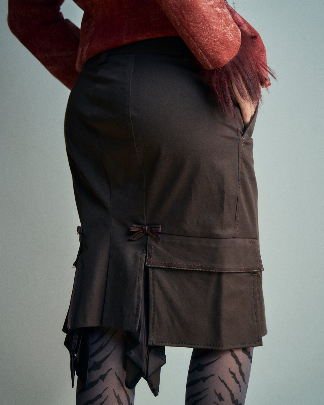 Gonna Marithé + Francois Girbaud in cotone stretch con fiocchi e tasche