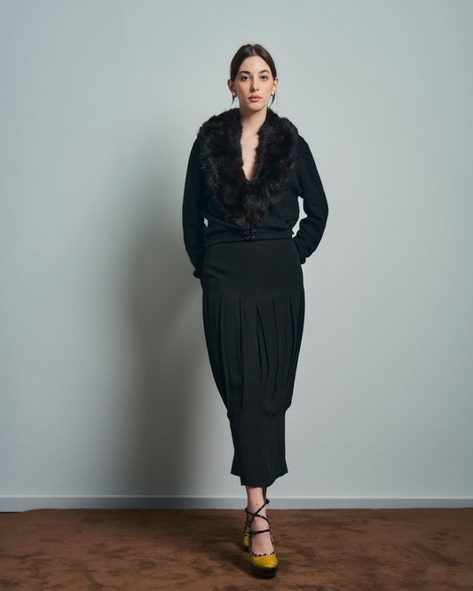 Gonna in tessuto crepe con pieghe Gilles Dewarvin