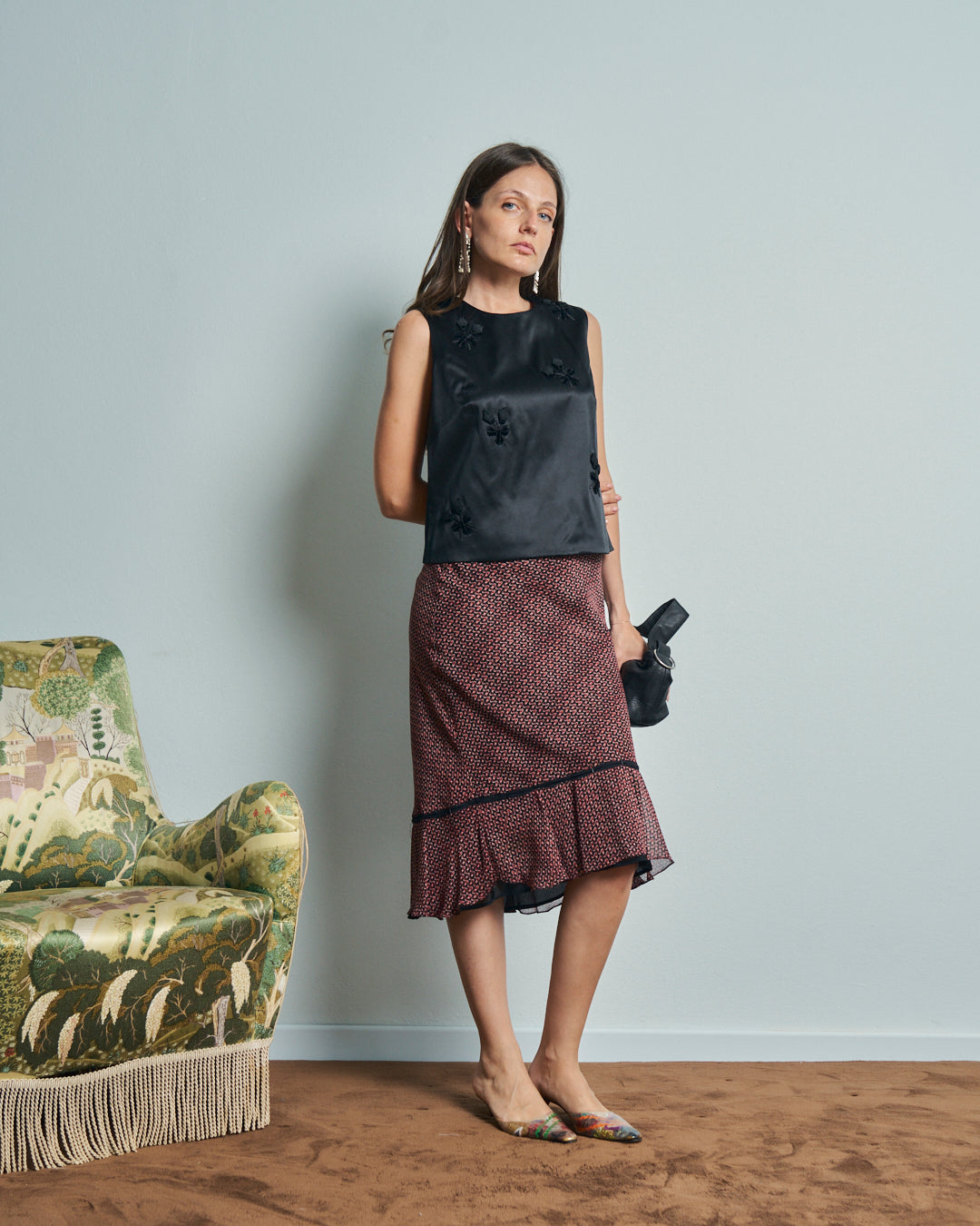Gonna in seta fantasia midi