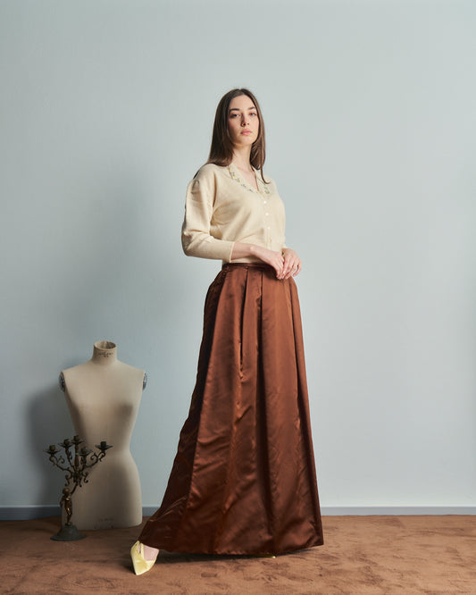 Gonna in raso di seta doppiato anni 50 originale.