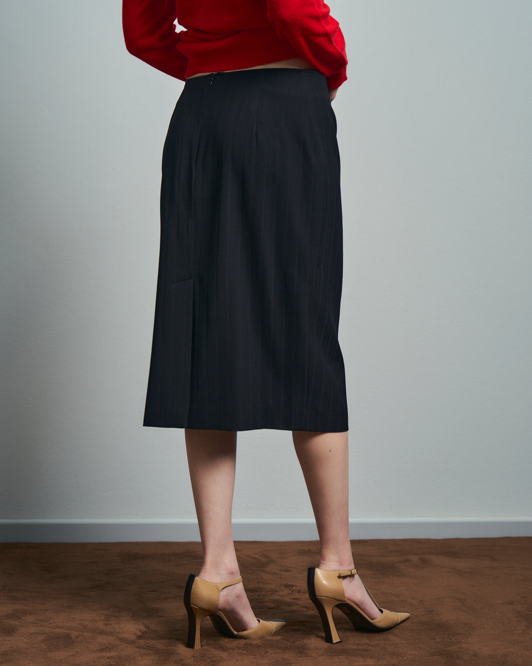 Gonna tubino gessato jacquard nera