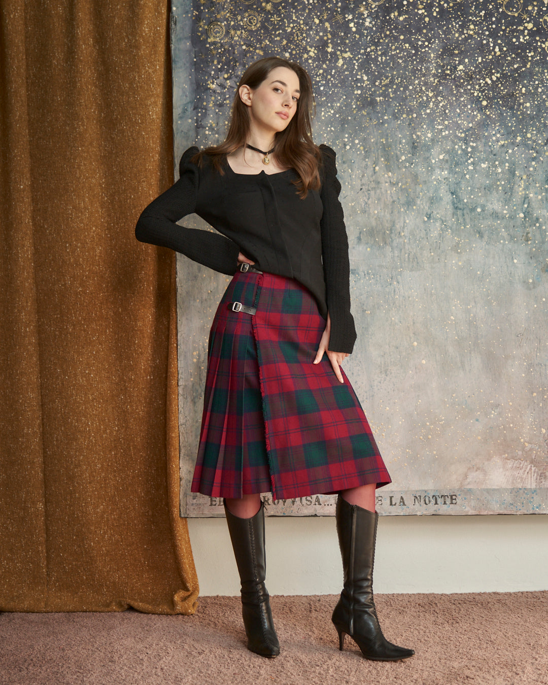 Kilt scozzese bordeaux