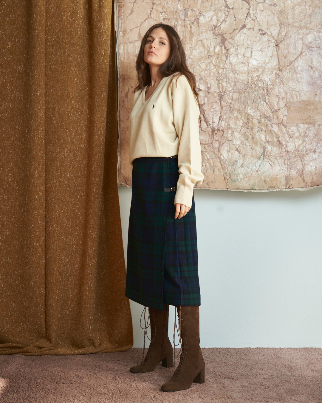 Gonna Kilt scozzese tartan blu e verde