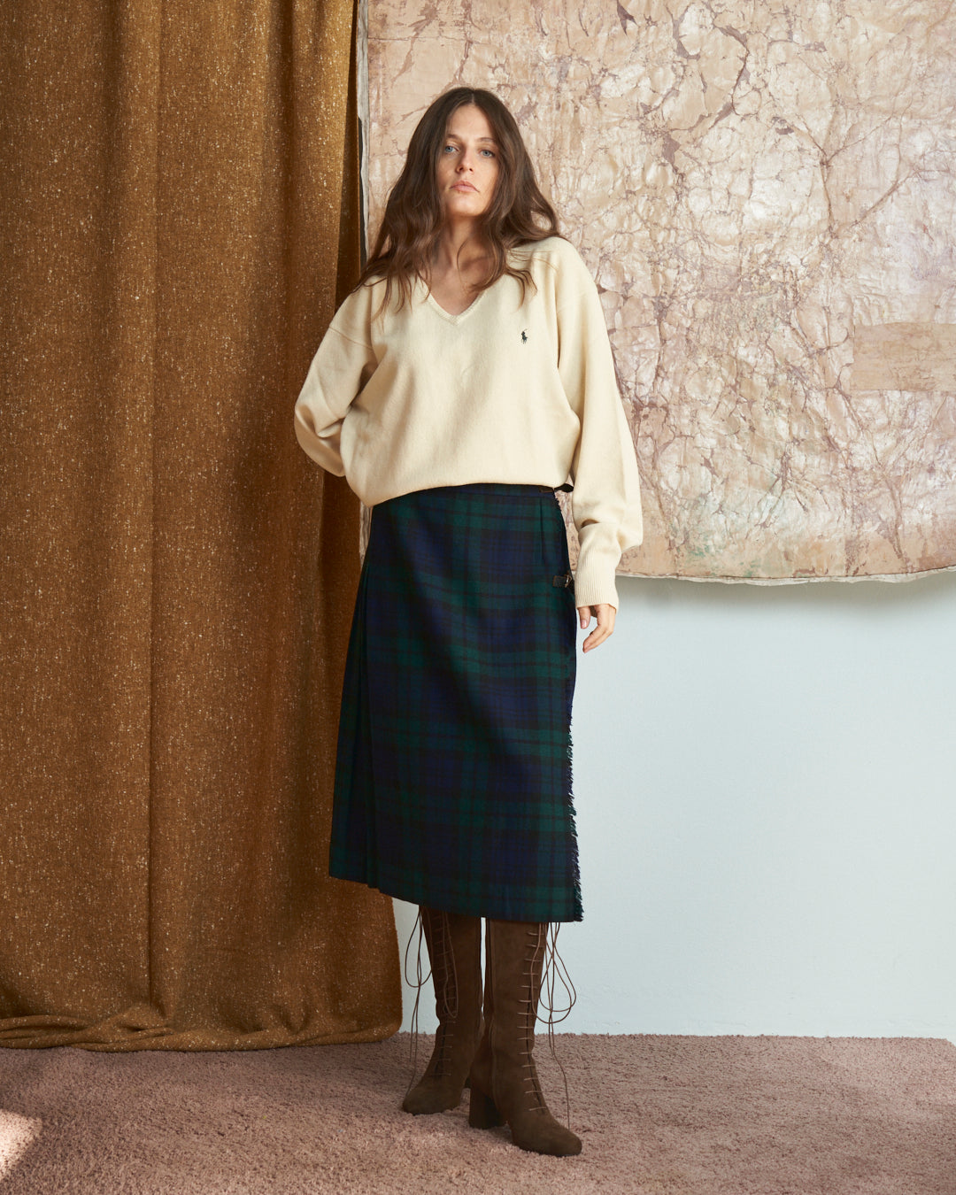 Gonna Kilt scozzese tartan blu e verde