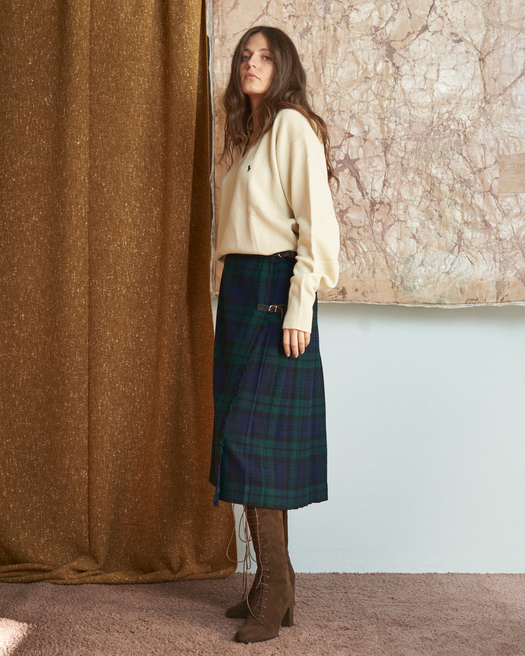 Gonna Kilt scozzese tartan blu e verde